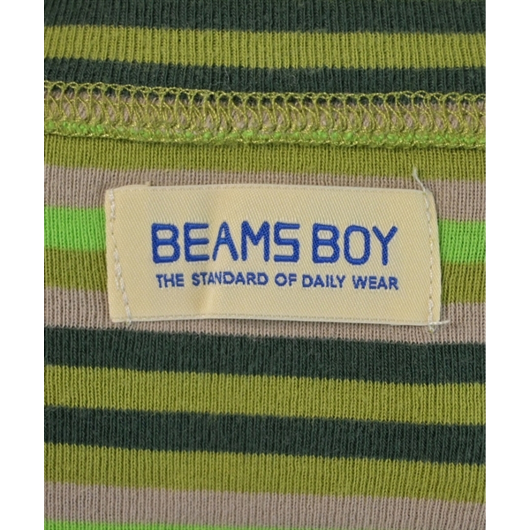 BEAMS BOY(ビームスボーイ)のBEAMS BOY Tシャツ・カットソー F 緑系xベージュ(ボーダー) 【古着】【中古】 レディースのトップス(カットソー(半袖/袖なし))の商品写真