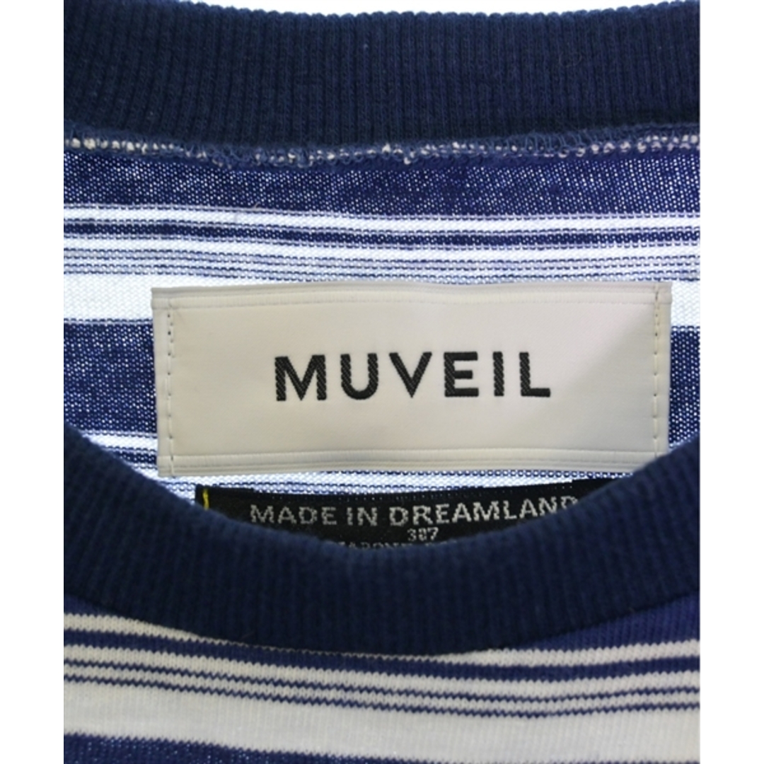 MUVEIL(ミュベール)のMUVEIL ワンピース 36(S位) 紺x白xオレンジ等(ボーダー) 【古着】【中古】 レディースのワンピース(ひざ丈ワンピース)の商品写真