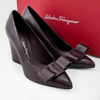 サルヴァトーレフェラガモ(Salvatore Ferragamo)の◎未使用品◎フェラガモ VIVA ハイヒール チャンキーヒール 紫 パープル 5(ハイヒール/パンプス)