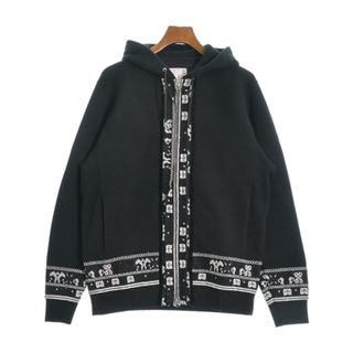 サカイ(sacai)のsacai サカイ パーカー 1(S位) 黒x白 【古着】【中古】(パーカー)