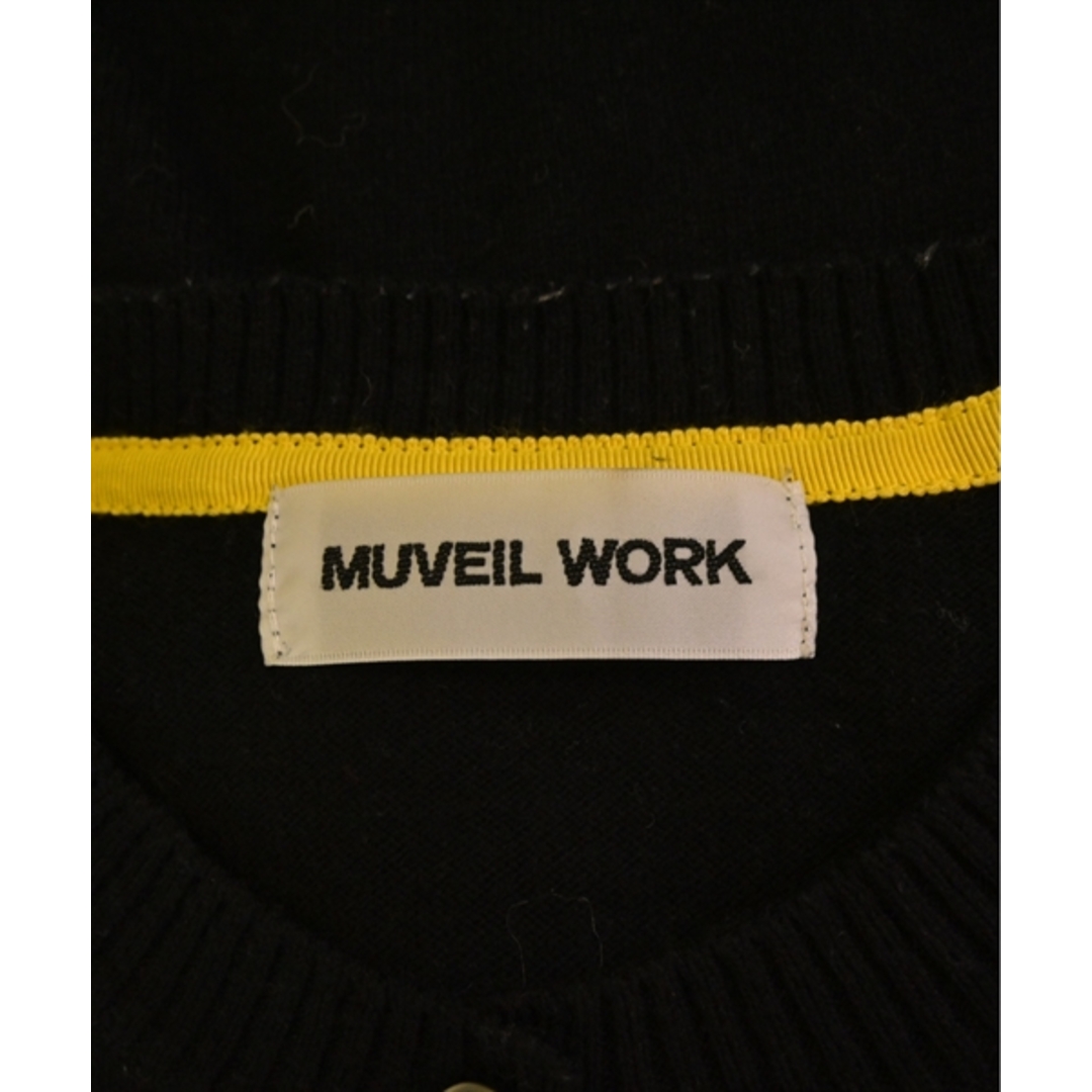 MUVEIL WORK(ミュベールワーク)のMUVEIL WORK カーディガン 38(M位) 黒x白(総柄) 【古着】【中古】 レディースのトップス(カーディガン)の商品写真