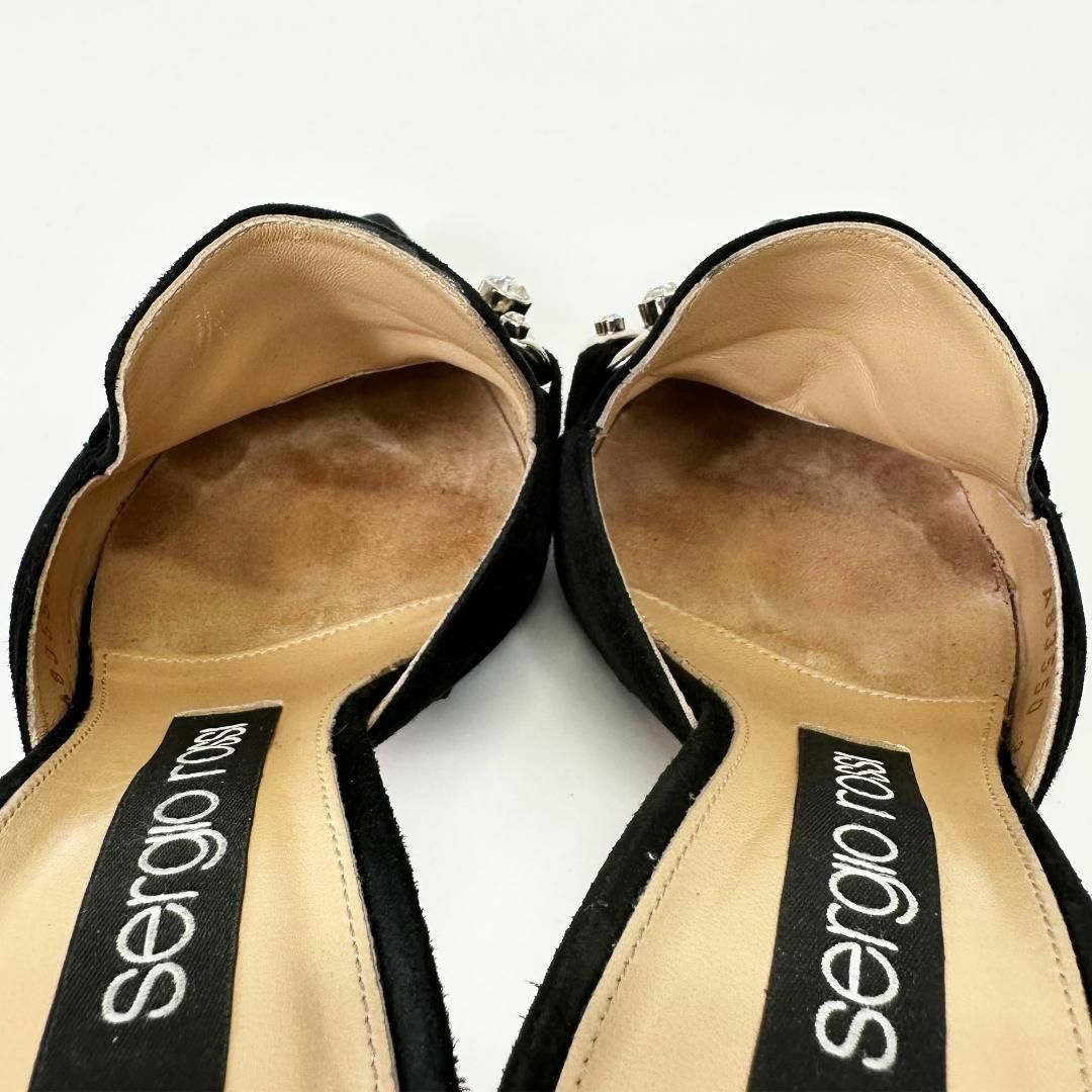 Sergio Rossi(セルジオロッシ)のセルジオロッシ ミュール サンダル チェーン ビジュー クリスタル 黒 スエード レディースの靴/シューズ(サンダル)の商品写真