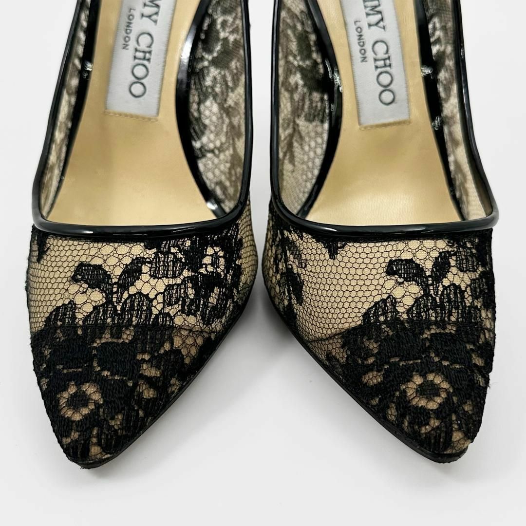 JIMMY CHOO(ジミーチュウ)の☆極美品☆ジミーチュウ ハイヒール レース 花柄 ポインテッドトゥ 黒 ブラック レディースの靴/シューズ(ハイヒール/パンプス)の商品写真