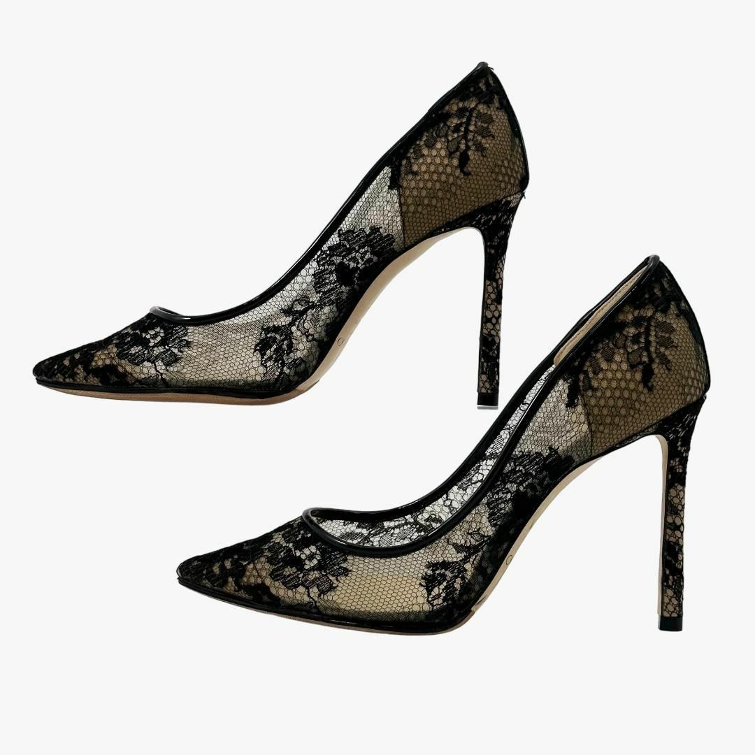 JIMMY CHOO(ジミーチュウ)の☆極美品☆ジミーチュウ ハイヒール レース 花柄 ポインテッドトゥ 黒 ブラック レディースの靴/シューズ(ハイヒール/パンプス)の商品写真