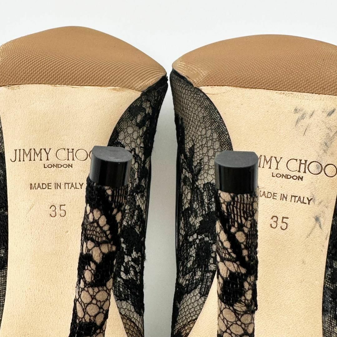 JIMMY CHOO(ジミーチュウ)の☆極美品☆ジミーチュウ ハイヒール レース 花柄 ポインテッドトゥ 黒 ブラック レディースの靴/シューズ(ハイヒール/パンプス)の商品写真