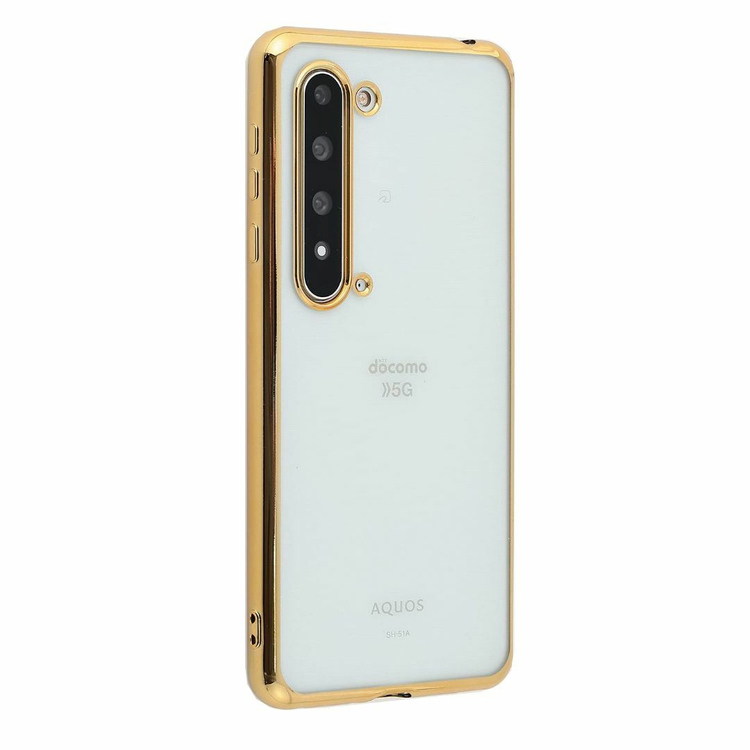 【サイズ:AQUOSR5G_色:・ゴールド】AQUOS R5G ケース TPU  スマホ/家電/カメラのスマホアクセサリー(その他)の商品写真