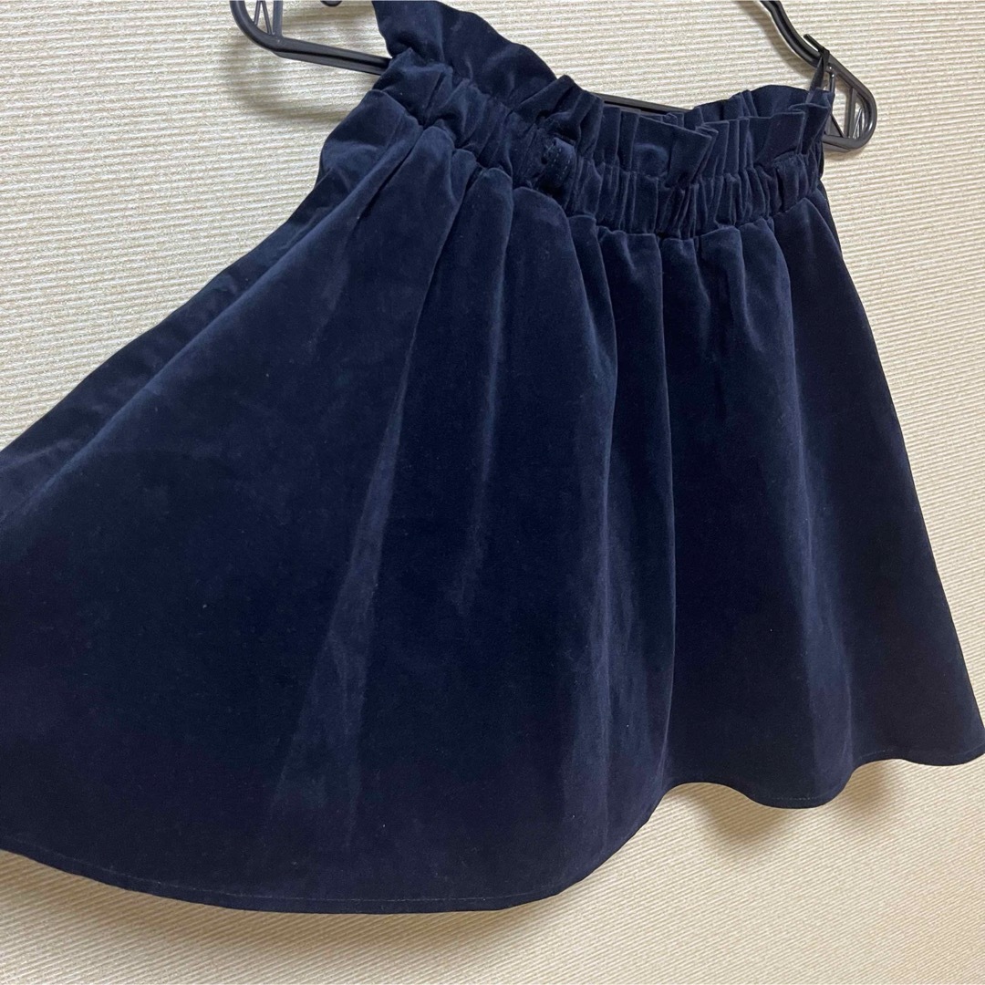 【美品】 スカート ネイビー ベロア生地 レディースのスカート(ひざ丈スカート)の商品写真