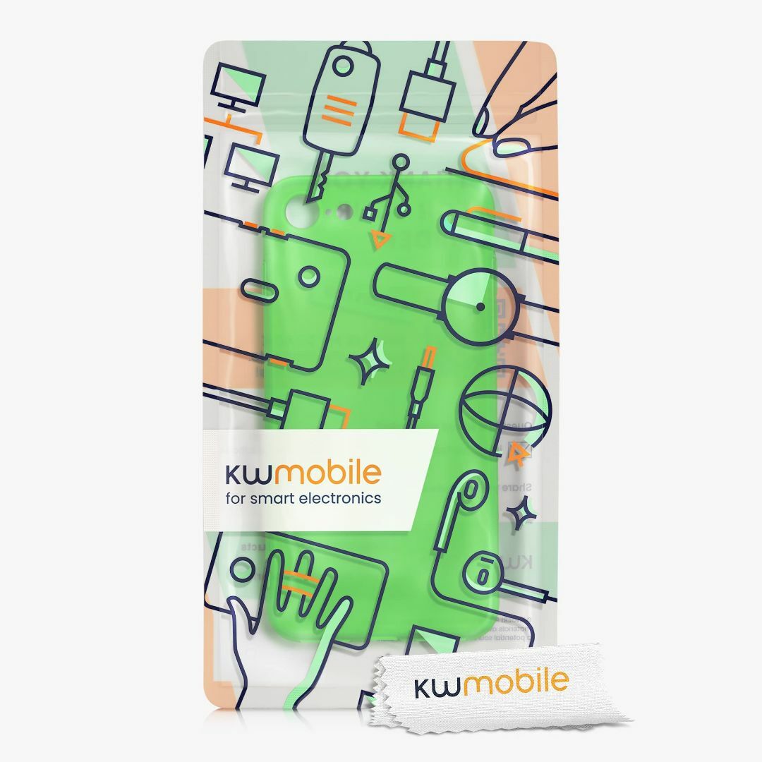 【色:ネオングリーン】kwmobile スマホケース 対応: Apple iPh スマホ/家電/カメラのスマホアクセサリー(その他)の商品写真