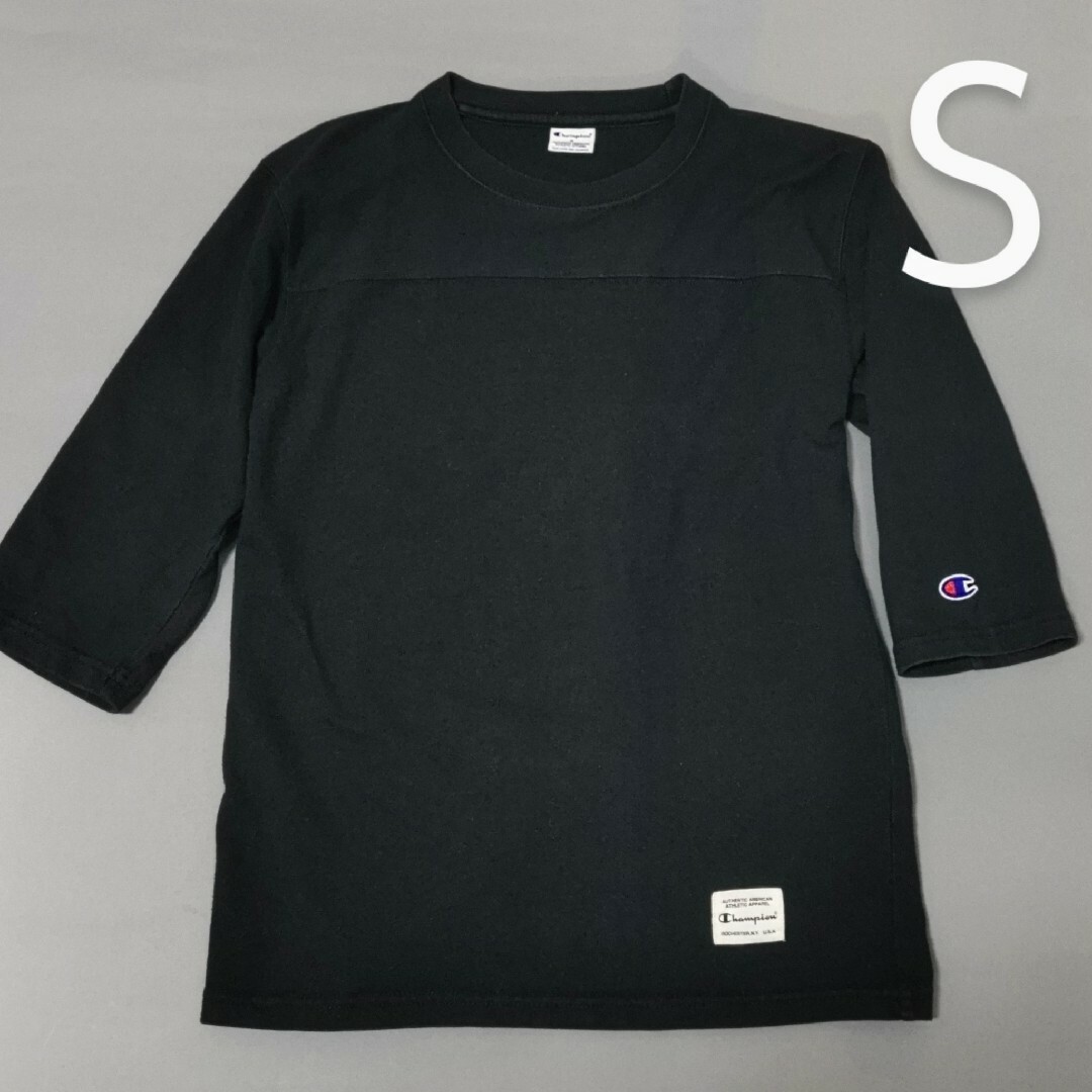 Champion(チャンピオン)のチャンピオン 七分丈 シャツ 黒 メンズのトップス(Tシャツ/カットソー(半袖/袖なし))の商品写真