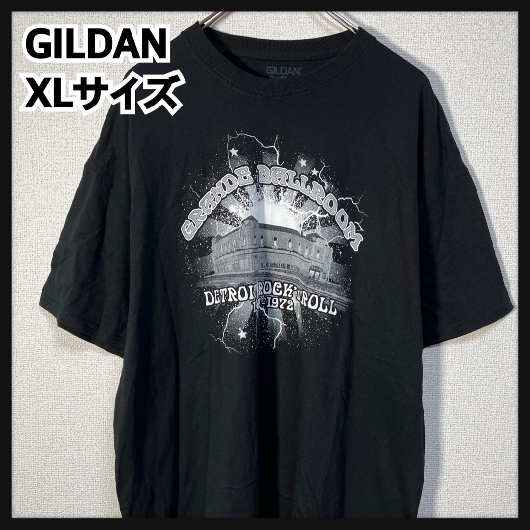 GILDAN(ギルタン)の【ギルダン】半袖Tシャツ　デトロイト　ロックンロール　バンT　ブラック　稲妻42 メンズのトップス(Tシャツ/カットソー(半袖/袖なし))の商品写真