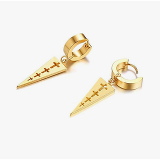 【RN106】ピアス　アクセサリー　メンズ　ゴールド　チェーン　クロス　十字架(ピアス)