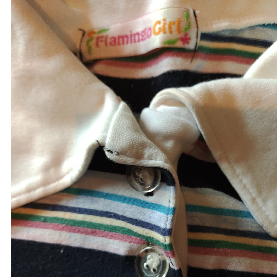 フラミンゴガール　ボーダー　ポロシャツ　半袖 レディースのトップス(Tシャツ(半袖/袖なし))の商品写真