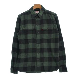 Levi's リーバイス カジュアルシャツ M 緑x黒(チェック) 【古着】【中古】