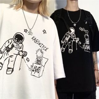 【残り僅か】L メンズ レディース 半袖 Tシャツ ホワイト ストリート 韓国(Tシャツ(半袖/袖なし))