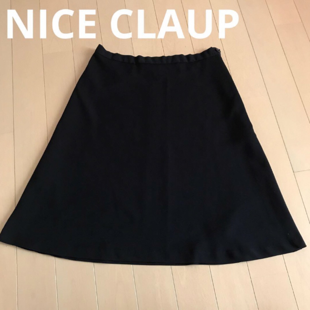 NICE CLAUP(ナイスクラップ)のNICE CLAUP フレアスカート　Mサイズ　ブラック レディースのスカート(ミニスカート)の商品写真