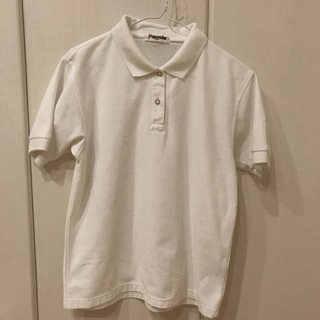 白　半袖ポロシャツ　レディース Mサイズ(シャツ/ブラウス(半袖/袖なし))
