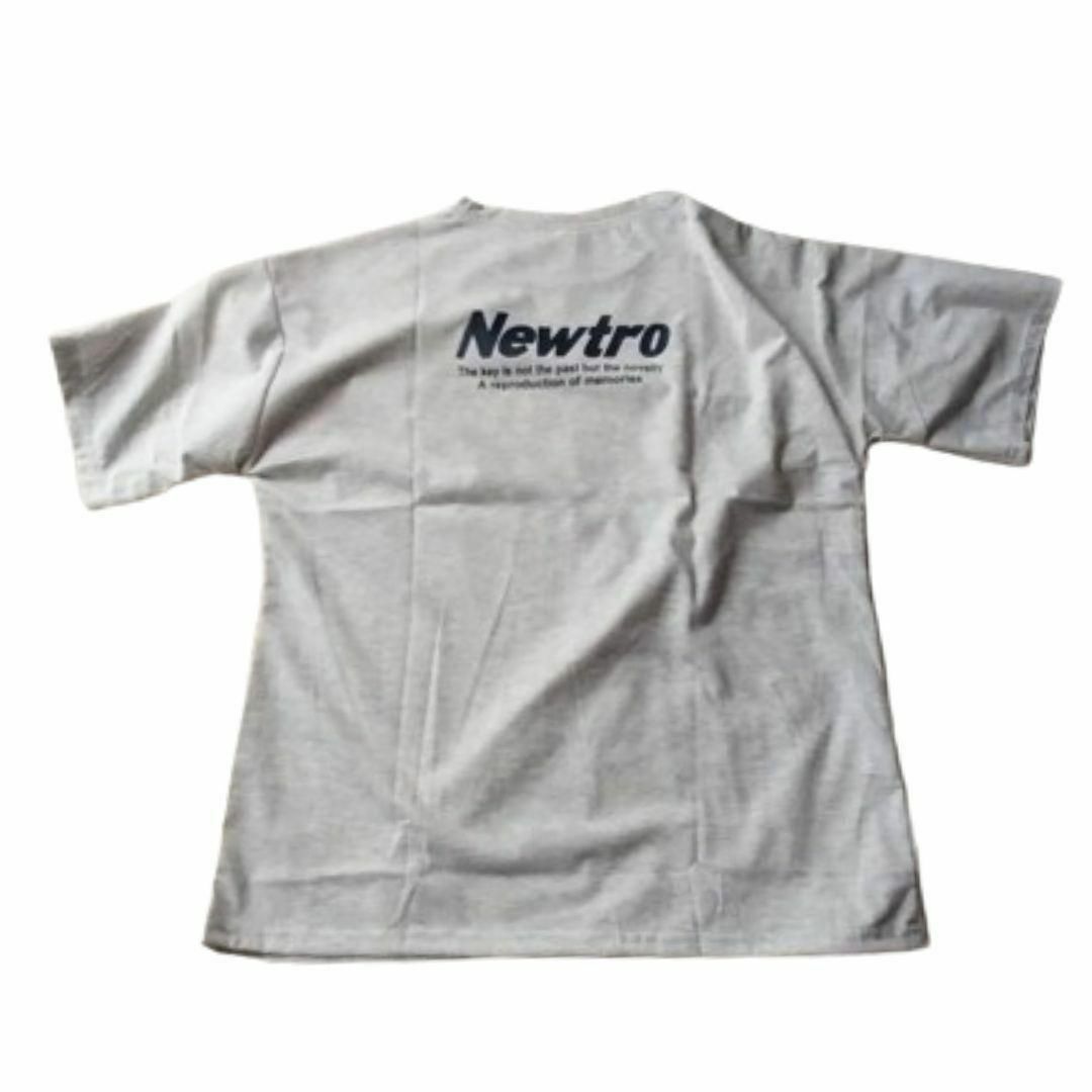 半袖 Tシャツ レディース  カジュアル ロゴ袖丈長め カットソー  グレー L レディースのトップス(Tシャツ(半袖/袖なし))の商品写真