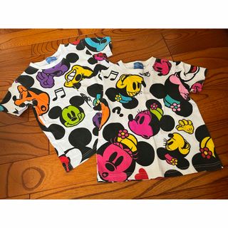 ディズニー(Disney)の兄妹おそろい　ミッキー&ミニー　総柄　半袖Tシャツ　2点セット(Tシャツ/カットソー)