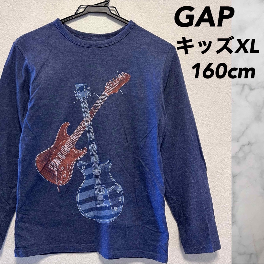 GAP Kids(ギャップキッズ)のGAP ロンT 160cm 150cm ギター　長袖　Tシャツ　ブルー キッズ/ベビー/マタニティのキッズ服男の子用(90cm~)(Tシャツ/カットソー)の商品写真