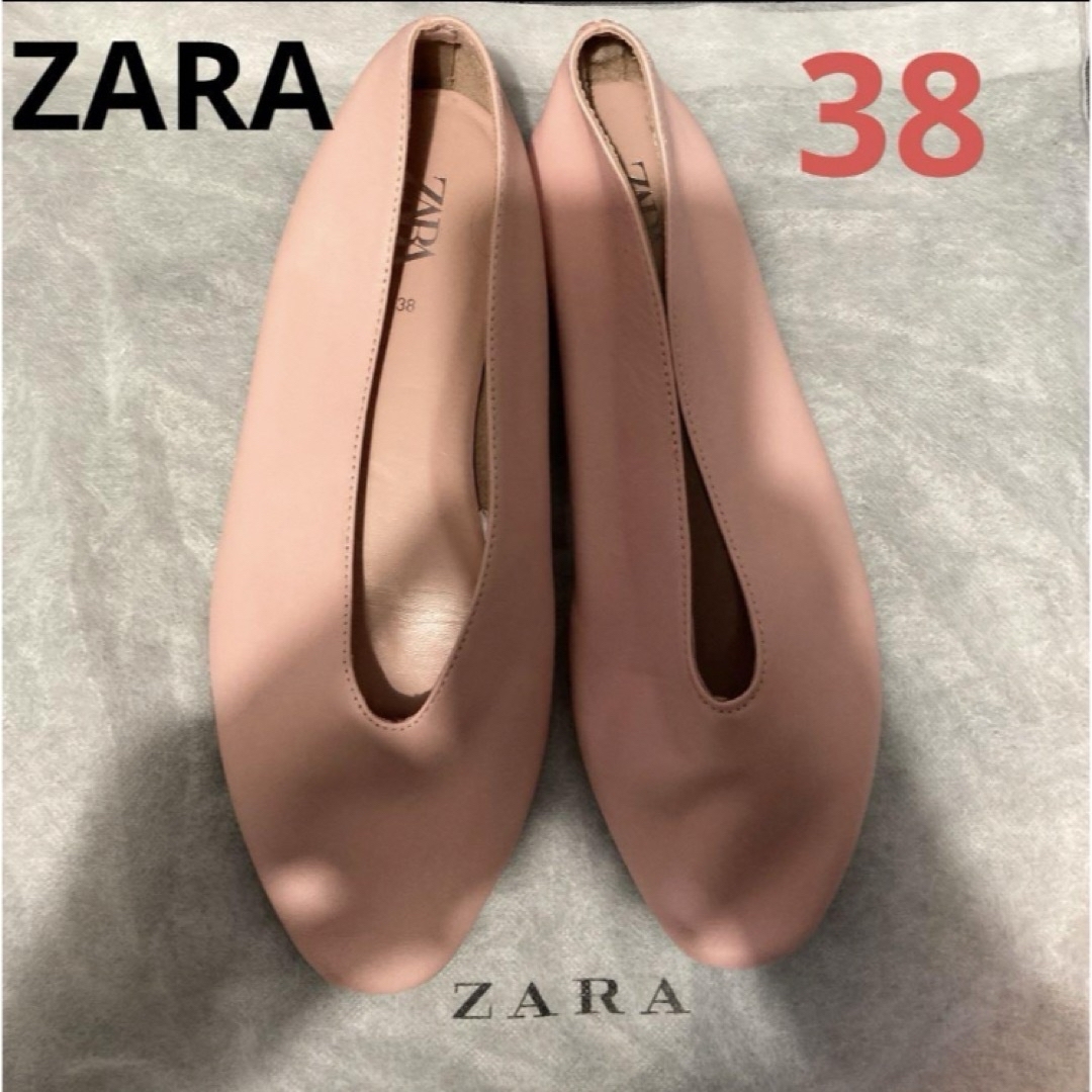 ZARA(ザラ)のZARA フラットシューズ　38 ピンク レディースの靴/シューズ(バレエシューズ)の商品写真