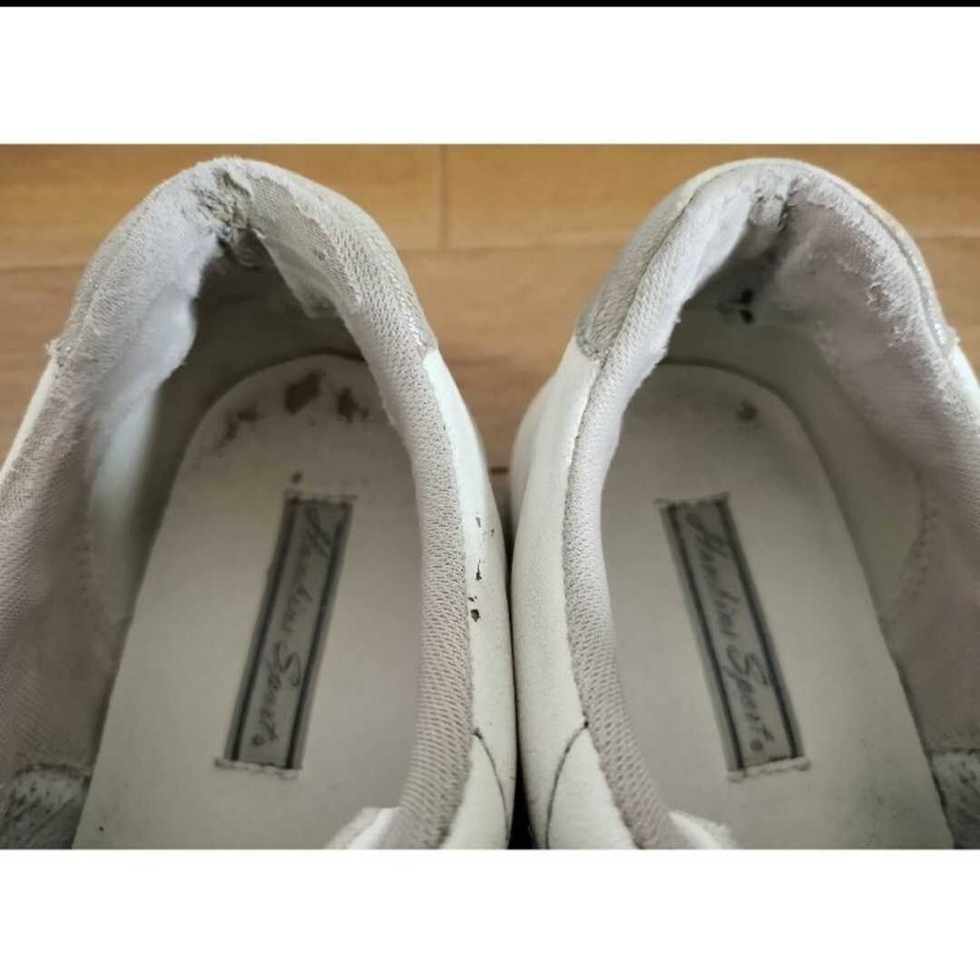 スニーカー 24cm ホワイト シルバー レディース 通学 高校 女子 JK レディースの靴/シューズ(スニーカー)の商品写真