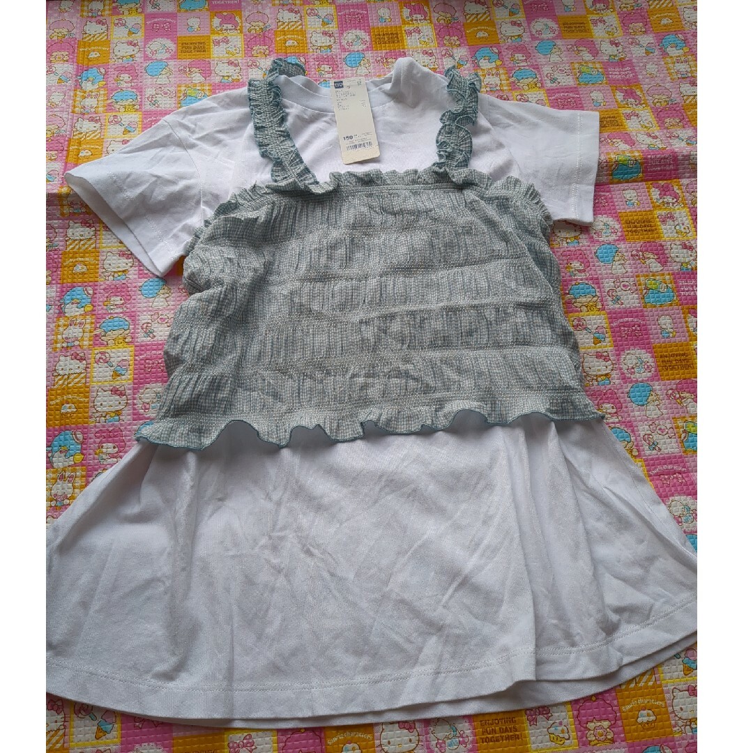 GU(ジーユー)のガールズ　キャミソールセット キッズ/ベビー/マタニティのキッズ服女の子用(90cm~)(Tシャツ/カットソー)の商品写真