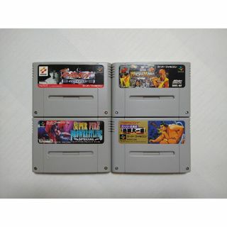 スーパーファミコン(スーパーファミコン)の【SFC】４本セット　パワープロレス、大相撲、ファイプロ、レッスルマニア(家庭用ゲームソフト)