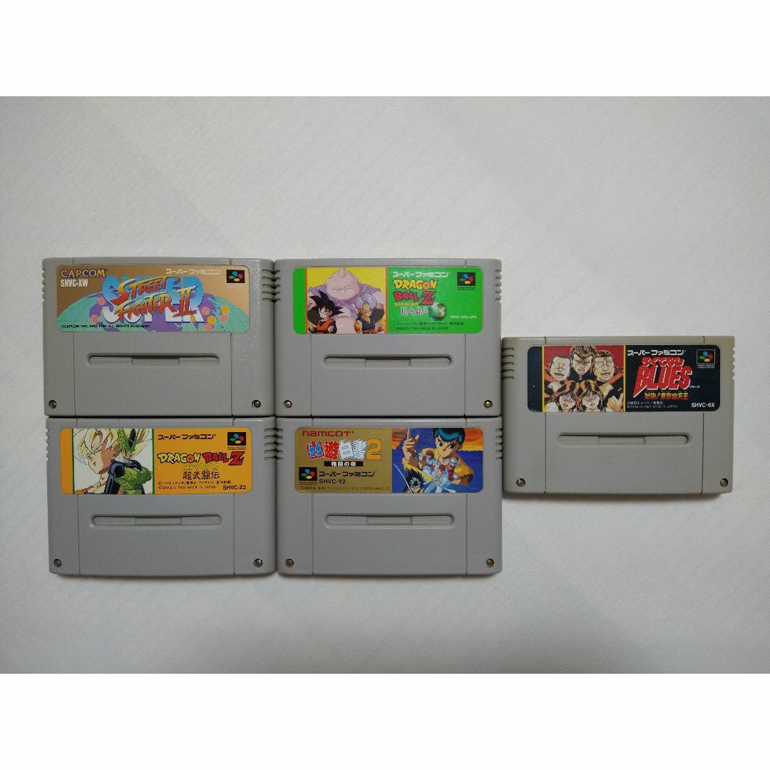 スーパーファミコン(スーパーファミコン)の【SFC】５本セット　スパⅡ、ドラゴンボールZ、幽遊白書、ろくでなしブルース エンタメ/ホビーのゲームソフト/ゲーム機本体(家庭用ゲームソフト)の商品写真