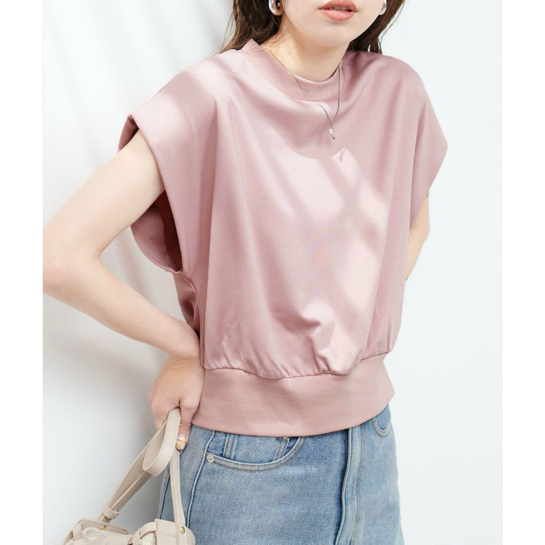 natural couture(ナチュラルクチュール)のきれいめポンチフレンチスリーブプルオーバー レディースのトップス(Tシャツ(半袖/袖なし))の商品写真