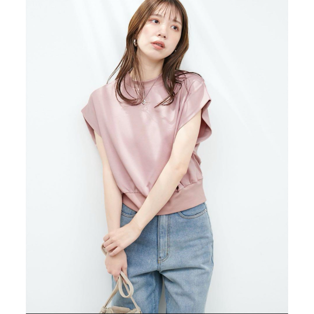 natural couture(ナチュラルクチュール)のきれいめポンチフレンチスリーブプルオーバー レディースのトップス(Tシャツ(半袖/袖なし))の商品写真