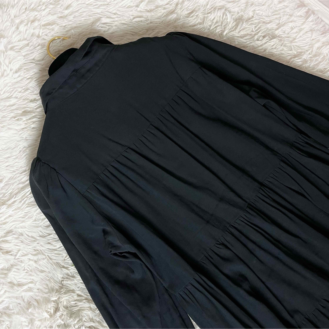 ZARA(ザラ)のZARA ザラ シャツワンピース フレア Aライン フリル 黒 ブラック M レディースのワンピース(ひざ丈ワンピース)の商品写真