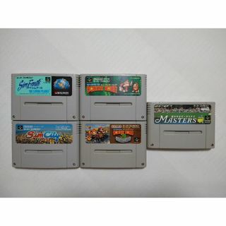 スーパーファミコン(スーパーファミコン)の【SFC】５本セット　シムアース、シムシティ、ドンキーコング、マスターズ(家庭用ゲームソフト)