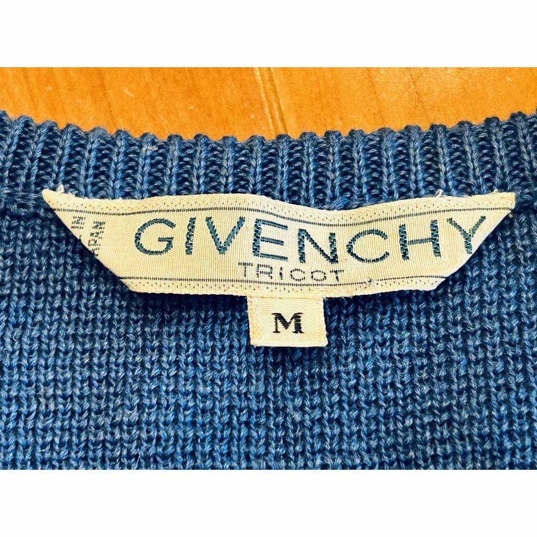 GIVENCHY(ジバンシィ)のGIVENCHY　ジバンシー　サーマルニット　半袖ニット　ブルー　金釦　M レディースのトップス(ニット/セーター)の商品写真
