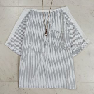 スピックアンドスパン(Spick & Span)の美品♪ スピックアンドスパン コットン 半袖 カットソー ストライプ(Tシャツ(半袖/袖なし))