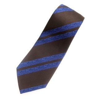 【中古】タイステーション TIE STATION ストライプ クワトロピエゲ シルク ネクタイ ブラウンxブルー【メンズ】(ネクタイ)