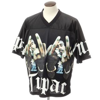 【中古】ワコマリア WACKO MARIA × 2PAC 2023年春夏 メッシュポリエステル 半袖Ｔシャツ ブラックxホワイト【サイズL】【メンズ】