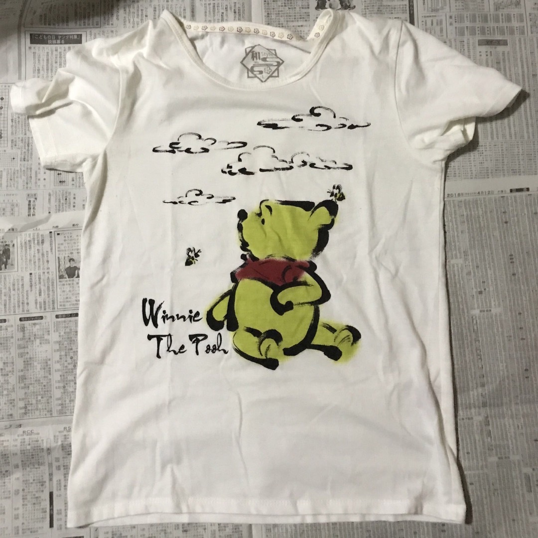 くまのプーさん(クマノプーサン)のプーさん Tシャツ ホワイト L 半袖 レディースのトップス(Tシャツ(半袖/袖なし))の商品写真