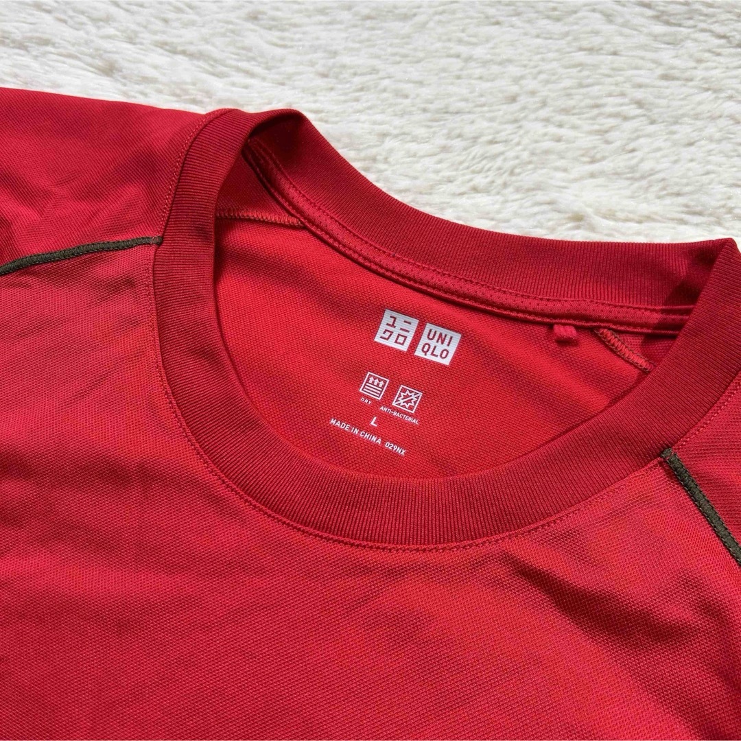 UNIQLO(ユニクロ)のUNIQLOユニクロ　ドライ半袖Tシャツ　 L   レッド メンズのトップス(Tシャツ/カットソー(半袖/袖なし))の商品写真