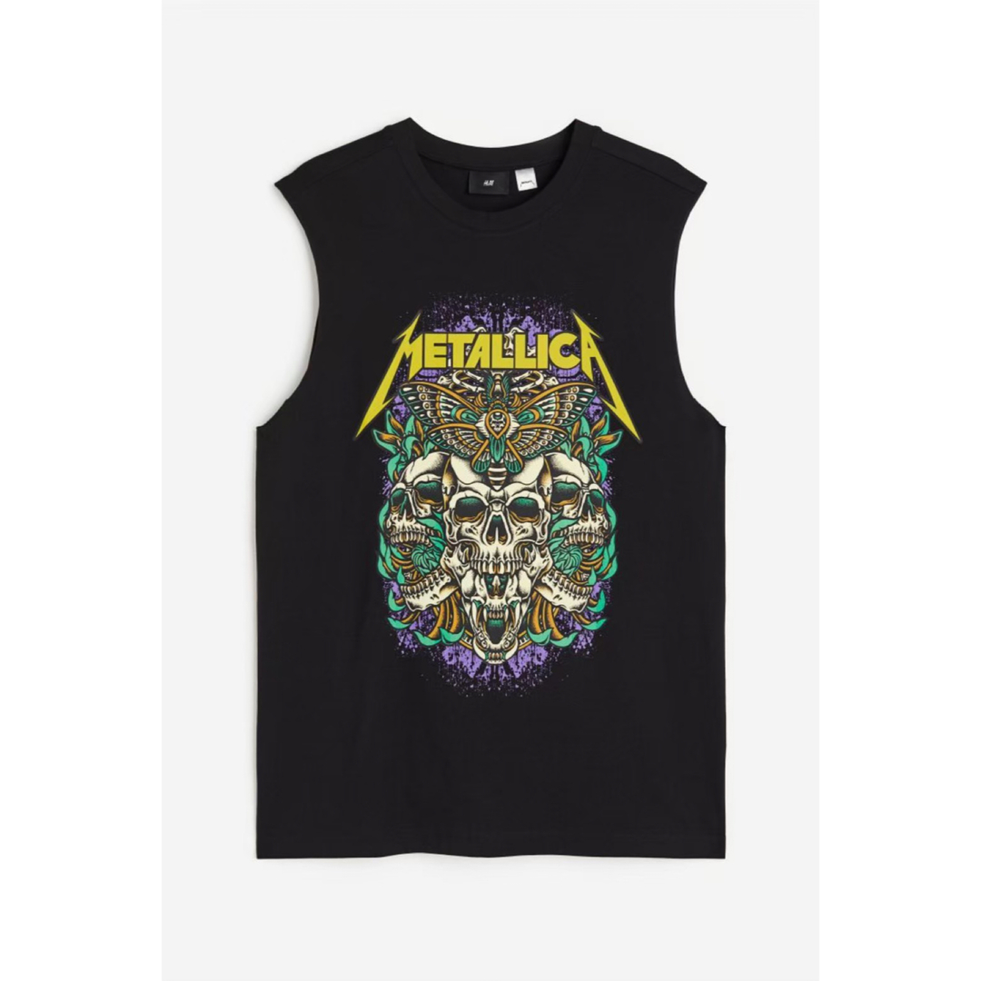 H&M(エイチアンドエム)のXS METALLICA メタリカ ノースリーブ 半袖 バンドTシャツ 古着 メンズのトップス(Tシャツ/カットソー(半袖/袖なし))の商品写真