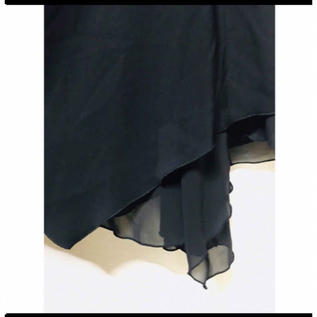 IMAGE(イマージュ)のアシンメトリー　フォーマルスカート　IMAGE 黒 レディースのスカート(ひざ丈スカート)の商品写真