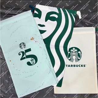 スターバックスコーヒー(Starbucks Coffee)の3枚　【非売品】海外　スターバックス　ロゴ　タンブラー　巾着　ノベルティ(ショップ袋)