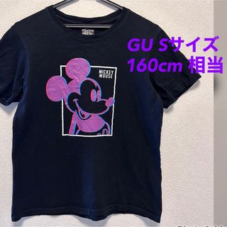 ジーユー(GU)のGU Tシャツ　黒　160cm 150cm ディズニー　ミッキー ブラック(Tシャツ/カットソー)