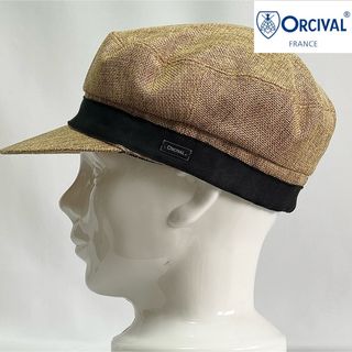 【超美品】ORCIVAL オーシバル定番ロゴプレート付ラフィアライクキャスケット