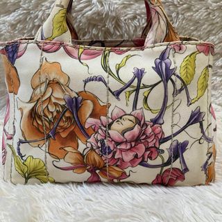 プラダ(PRADA)の限定品　PRADA  カナパ　花柄　キャンバス　ハンドバッグ　自立(ハンドバッグ)