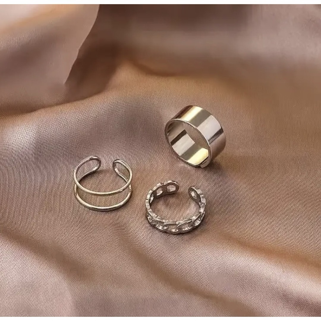 【まとめ売り】メンズ　フォークリング　合金　リング　調整可能　銀　指輪　おしゃれ レディースのアクセサリー(リング(指輪))の商品写真