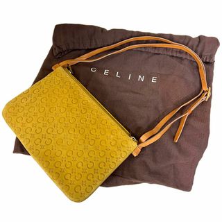 セリーヌ(celine)のセリーヌ　バッグ　スエード　レザー　ショルダー　Cマカダム　イエロー(ショルダーバッグ)