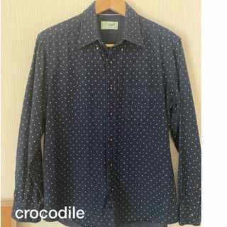 crocodile メンズ　カジュアル　シャツ　ネイビー　Lサイズ