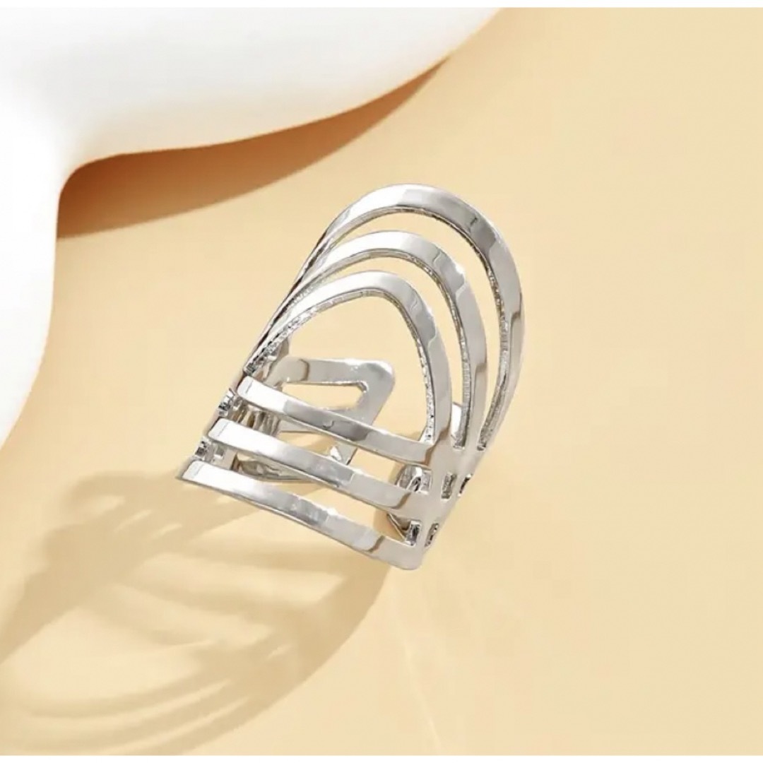 【1点限定】カフリング　レディース　調整可能　フォークリング　指輪　シルバー レディースのアクセサリー(リング(指輪))の商品写真