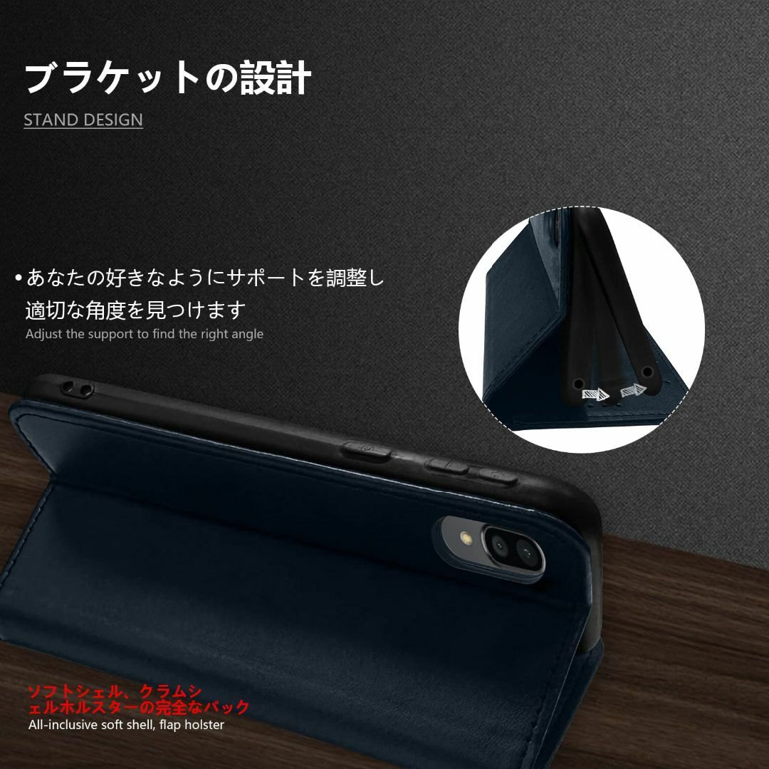 【色: ブルー】AQUOS sense3 ケース 手帳型 ファッション 財布 耐 スマホ/家電/カメラのスマホアクセサリー(その他)の商品写真