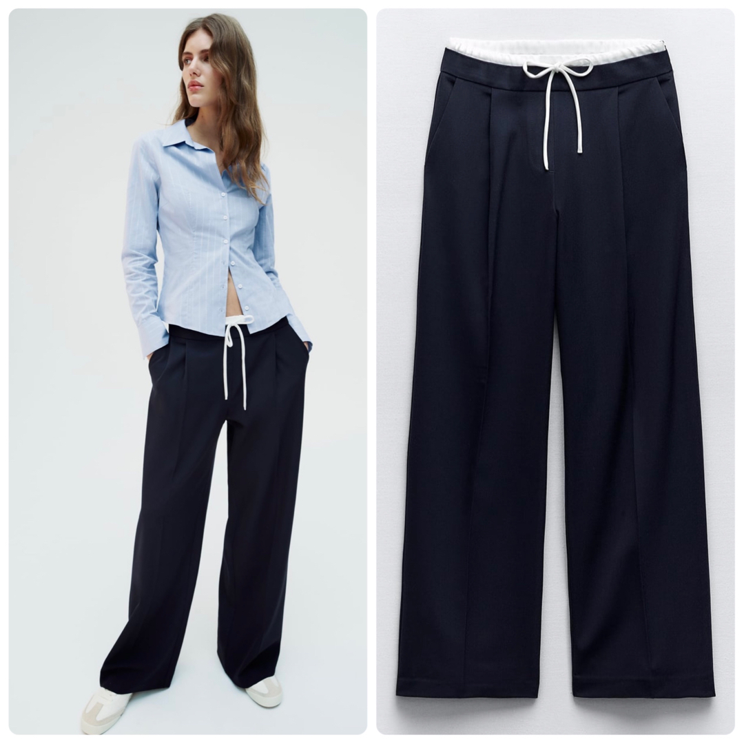 ZARA - ZARA WIDE-LEGパンツダブルウエストバンド ワイドパンツ ZARA - ZARA WIDE-LEGパンツダブルウエストバンド ワイドパンツ